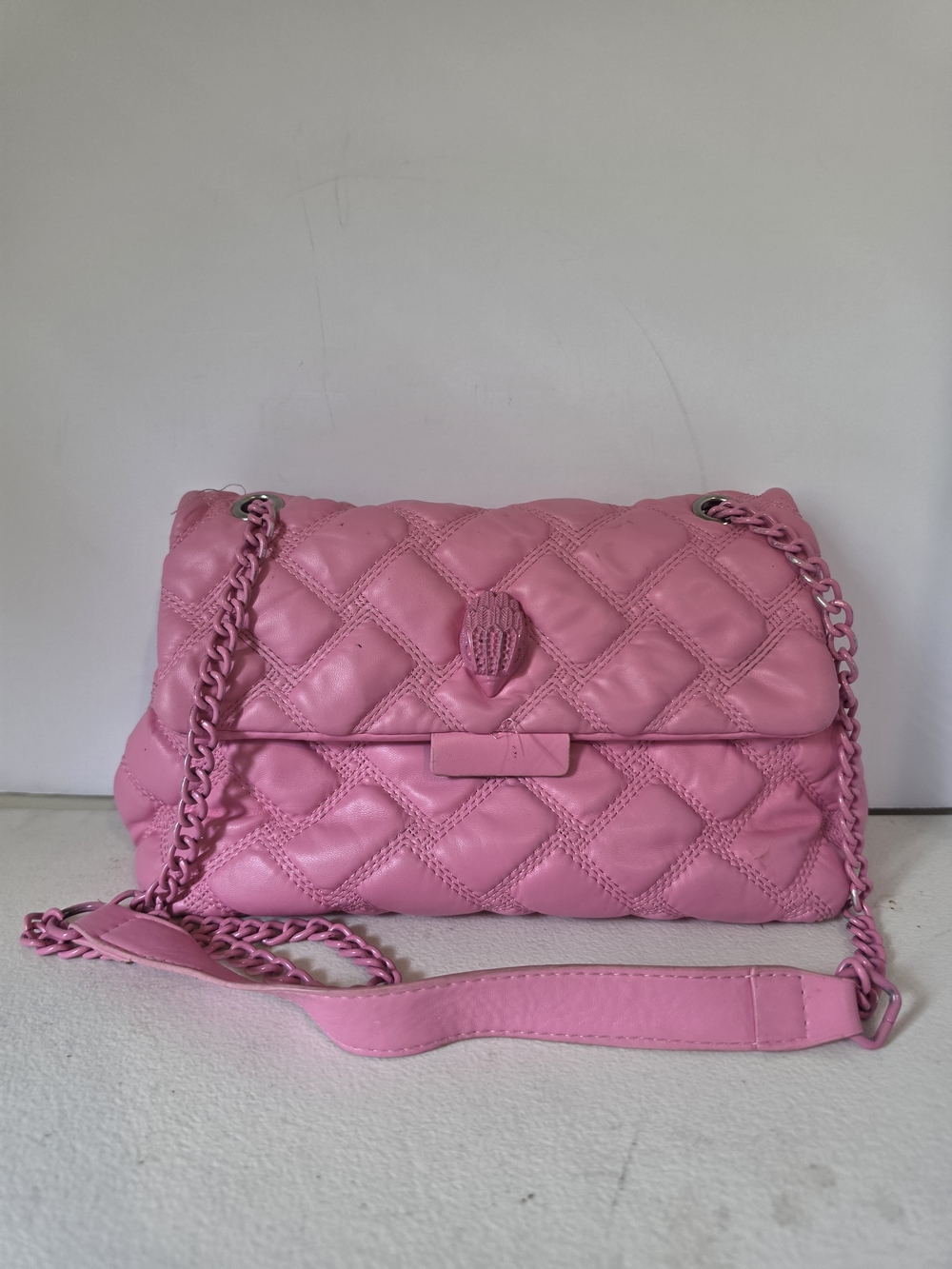 Quilted Pink Chain-Handle Crossbody Bag